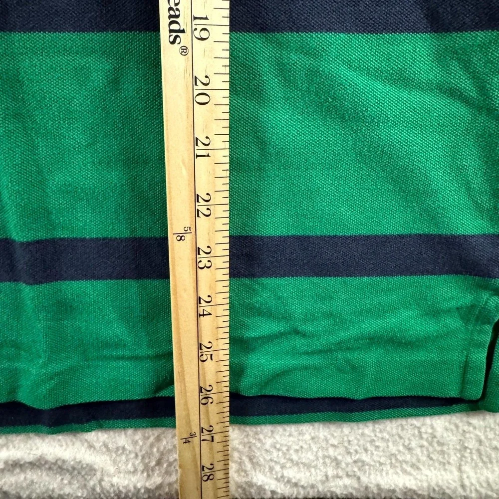 Polo Jeans Co Ralph Lauren Polo Shirt Mens Large Green Navy Striped Good Cotton